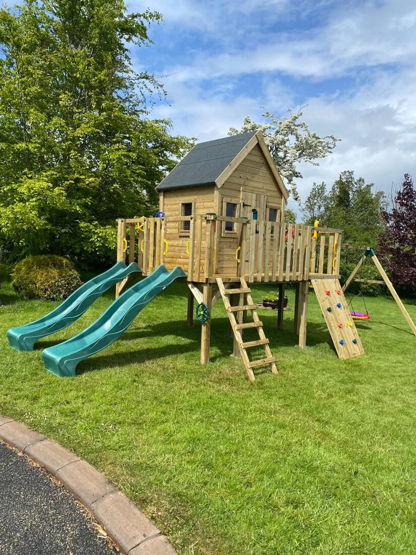 Custom Play House with Slides & Swings